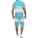 BEUU Men's Summer Casual Sports Set | Short Sleeve Polo Shirt & Shorts | Sky Blue XL - Buy Online on GoSupps.com