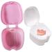 Wudaizhi tooth bathing bag orthodontics toothholder box plastic false teeth bathroom box container soak to the tooth bath to store inauguration prostheses with filter pink+white