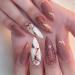 Xerling Glitter Charms False Nails with Design Pattern Sharp Stilletto Fake Nails for Women Girls Press on Nails Ballerina Glue on Nail Art 24Pcs (Pattern F)