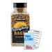 Everything Bagel Seasoning Pack. Includes (1) Bottle of Everything Bagel Seasoning (505g) with w/Water Cooler Trivia Game by BIG MAPLE. Tasty for Bagels Dry Rub Pizza Fish Popcorn Sandwiches. Fat Free