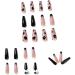 French Tip Press on Nails - Long T Press On Nails with Nail Tips White Bowkot and Black flower with white pearl design Black false nails press on nails Acrylic False Nails Cute Artificial Nails - Buy Online on GoSupps.com