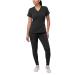 Adar Pro Modern Athletic Scrub Set for Women - Modern V-Neck Scrub Top & Yoga Jogger Scrub Pants Medium Black