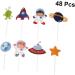 Warmhm Birthday Cupcake Topper 48pcs Set Supplies Birthday Toppers for Cakes Funny Theme Party Cute Baby Shower Cupcake Supplies Pick Cupcake Decorating Topper Child Space Wooden Top Hat - Buy Online on GoSupps.com