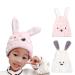 2 pieces of cute rabbit microfiber hair towel white and pink hair-towel cap quick drying bath hat soft hair turban towel absorbent hair dryer for girls