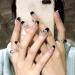 French Tip Press on Nails - Long Square Press On Nails with Nail Tips Love Diamond Chain Design Black press on nails Acrylic False Nails Cute Artificial Nails