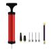 HDNNC Pro Sports Ball Tool, Ball Pump Air Pump with Inflation Needle Nozzles and Rubber Hose - Accurate Inflation - Basketball - Football - Swim Ring - Balloon Red