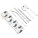 Stainless Steel Tableware Portable Set Student Outdoor Travel Chopsticks Fork Spoon and Cloth Bag Set Silver - Buy Online on GoSupps.com