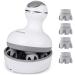 Latme Electric Scalp Massager With 4 Replacement Massage Heads Portable Head Scratcher With Tissue Kneading Nodes Gifts Idea Stress Massager Muscles Shoulder Calf (White-Dark Gray)