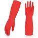 Vgo... 3 Pairs Household Cleaning Gloves Rubber Dishwashing Gloves Extra Thick Long Sleeves (RB2143) L(3 Pack) Red RB2143