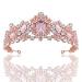 Rose Gold Crown Tiara for Women- Luxury Queen Crown Pink Rhinestones Birthday Prom Party Bridal Hairband Hair Accessory