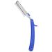 Foldable eyebrow holder straight edge barber razor cut beard eyebrow manual razor tool holder stainless steel holder hairdresser facial repair tools (without blade)
