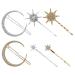 FRCOLOR 2 Sets Snowflake Star Hair Clip Star Hair Accessories Silver Star Hair Clips Silver Barrettes Star Moon Hair Clip Hair Jewelry Golden Hair Clips Hair Pin Hairpin Diamond Alloy