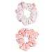 The Vintage Cosmetic Company Microfibre Hair Scrunchies Super Soft Material Pink Polka Dot Design 2 Set