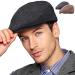 2Pack Adjustable Newsboy Hats for Men Flat Cap Mens Irish Cabbie Gatsby Tweed Ivy 002 Black+brown 2pack Large-X-Large