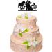 Mr & Mrs Cake Topper Bride and Groom with Cat Dog Horse Silhouette Wedding Party Decorations Black Glitter - Buy Online on GoSupps.com