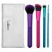 MODA Royal & Langnickel Full Size Complete 5pc Makeup Brush Set with Pouch Includes - Multi-Purpose Powder Angle Foundation Domed Shadow and Angle Liner Brushes Multicolor