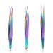 Lash Tweezers Set  3Pcs Stainless Steel Lash Extension Tweezers 3 Styles Straight and Curved Eyelash Tweezers for Removing Eyebrows False Lashes Smeared False Nails (Color Titanium)