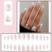 YoYoee Almond Fake Nails - Cute French Short Press on Nails for Women - 24Pcs Pearl Full Cover Stick on Nails - Buy Online on GoSupps.com