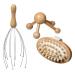 Massagebox wood set 3 tlg. |Head massager |Back massager |Universal body massage device 4 heads - wellness head crawler head massage spider relaxation foot massage brush beauty hygiene