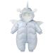 Baby Winter Romper Overalls Hooded Warm Snowsuit Jumpsuit Fleece Jacket Coat Outfits for Toddler Baby Boys Girls 3-6 Months Grey 3-6 Months