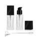 2 Pack 30ml/1 Oz clear Glass Foundation Bottle Empty Refillable Square Lotion Bottle With Press Pump for Lotion Liquid Body Cream Cosmetic Travel Foundation Samples Vials-Pipette&Funnel Included