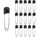 Ruidee 50 Pcs Diaper Pins Nappy Pins Plastic Head Safety Pins with Safe Locking (Black)