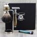 Antique Style Men's Shaving Essentials: Pure Black Badger Brush DE Safety (Blades NOT Included) Dual Stand| Gift Kit
