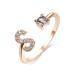 DNCG Ladies 26 English Letter Ring Simulated Diamond Ring Open Adjustable Rose Gold Ring