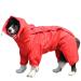 Tfeng dog raincoat with removable hoodie adjustable outdoor tunnel procession dog coat waterproof dog jacket rain jacket with hood and collar hole 10 sizes (red) 18 (back length: 44cm) red