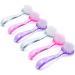 MEILINDS Handle Nail Art Cleaning Brush Set Manicure Nails and Toes Scrubbing Cleaner and Shoes Brushes Dust Cleaning for Acrylic UV Nails Art Powder Brushes 6Pcs Purple&Clear&Pink