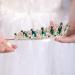 JWICOS Crystal Tiara Comb for Women - Green Queen Crown for Wedding & Bridal Party - Buy Online on GoSupps.com