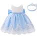 FYMNSI Baby Girl Baptism Christening Dress with Bowknot Lace Floral Embroidery | Formal Party Birthday Pageant Outfit | Blue, 18-24 Months - Buy Online on GoSupps.com