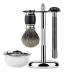HRTC men's rasier brushes professional 4-in-1-steel-beard-shave bowl holder luxury rasier set for men simply 7.3x15.2cm silver