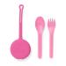 OmieBox Kids Utensils Set with Case - 2 Piece Plastic, Reusable Fork and Spoon Silverware with Pod for Kids, Travel, Lunch Boxes - (Bubble Pink)