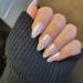 LADYING Moonlight Glitter Gel False Nails Short in 15 Sizes-30 Nail Kit Glossy White Almond Press on Nails French Tip Pattern Fake Nails Short with Nail Glue UV Oval Stick on Nails for Women Nails Art 1 count (Pack of 1) gel&glitter white4
