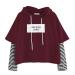 Bigfanshu Womens Sweaters Ladies Sweatshirt Hooded Long Sleeve Crop Patchwork Blouse Pullover Tops Wine