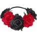 Day of The Dead Headband Halloween Headbands for Women Halloween Red/Black Floral Crown Headband Headpiece Party Costume Accessory