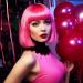 LIULIUBTY Short Bob Neon Wig with Flat Bangs - 14 Synthetic Colorful Cosplay Daily Party Hair + Free Wig Cap - Pink - Buy Online on GoSupps.com