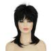 Amnenl Short Black Wig Shaggy Layered Wig 80s Mullet Wig for Women Black Curly Wig Heat Resistant Cosplay Daily Hair Wigs (Black)