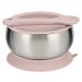 beau baby Stainless Steel Suction Bowl Baby Weaning Bowl with Silicone Spoon Baby Bowl for Toddlers & Kids Encourage Baby Led Weaning (Pink) Rose Pink