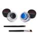 Music Flower Gel Eyeliner with 2 Brushes Set Waterproof Long Lasting Gel Liner Easy to Eye Makeup and Remove Pack of 2 Black & Blue Blue+Black