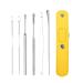 Aopukidor The Most Professional Ear Cleaning Master in 2023 Earwax Cleaner Tool Stainless Steel Ear Wax Removal Tool 6-Piece Set with PU Leather (Yellow)