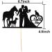 Mr & Mrs Cake Topper Bride and Groom with Cat Dog Horse Silhouette Wedding Party Decorations Black Glitter - Buy Online on GoSupps.com