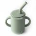 Topgomes Toddler Straw Cup with 2 Handlers  Food Grade Silicone Training Cup for Baby  Unbreakable  Come with Straw Brush  BPA Free  5 oz (Sage)
