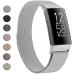 VANCLE band for Fitbit Charge 4 Band for Women Men, Stainless Steel Mesh Breathable Wristband with Adjustable Magnet Clasp for Fitbit Charge 4 / Charge 3 .Silver Small
