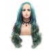 SHIYID Heat Resistant Body Wave Hair For Women Green Blue Two Tones Colors Synthetic Lace Front Wigs Middle Parting