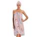 towel wraps Set of 3 Pink Blue and White Abstract Patterns Adjustable Closure Absorbent spa body wrap for (User) (Scenario) (Scenario)