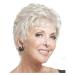 Wig Short Straight Hairstyles White Fluffy Wig Party For Old Woman Mother Wigs (White) white