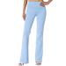 TheMogan Women's Basic Foldover Waistband Comfy Stretch Cotton Boot Cut Lounge Yoga Pants Large Light Blue