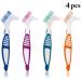 Portable Plastic Double Head Denture Cleaning Brush Set - 4pcs for Effective False Teeth Care | Ideal for Dental Hygiene - Buy Online on GoSupps.com